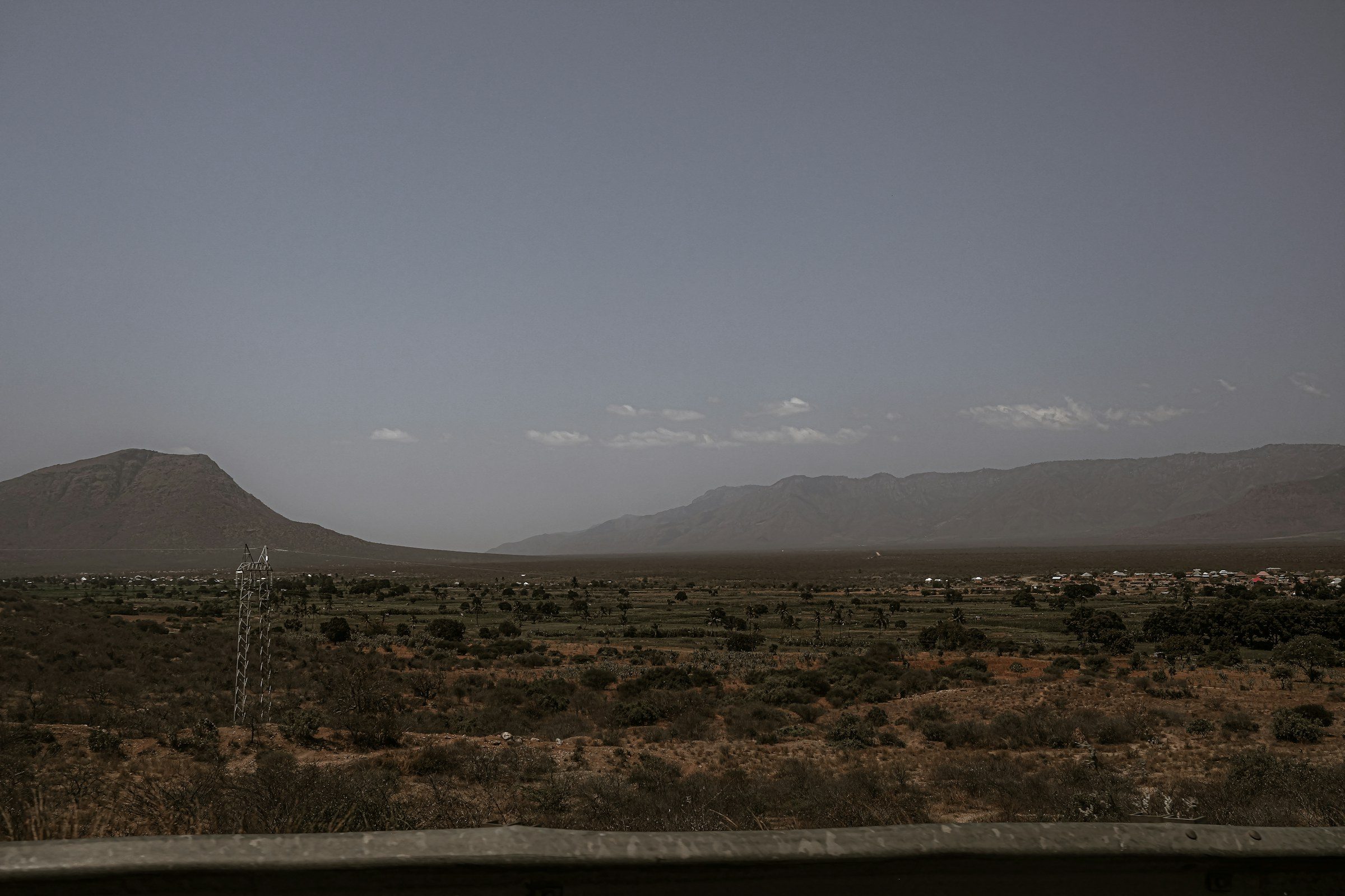 A dry, hazy landscape in the Sahel