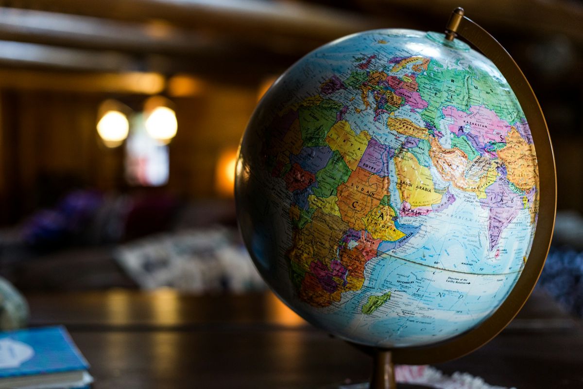 A desk globe
