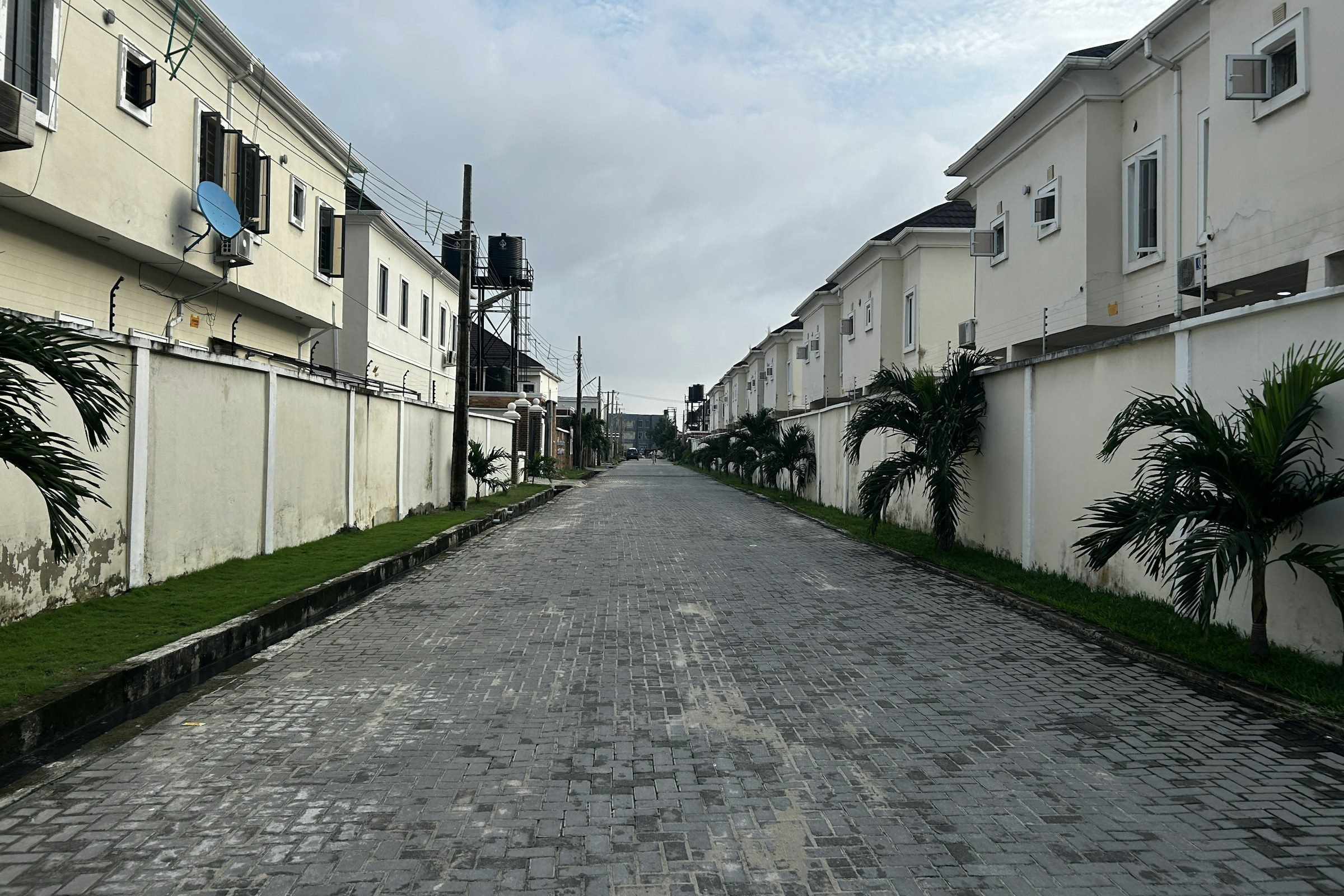 A residential street of new houses