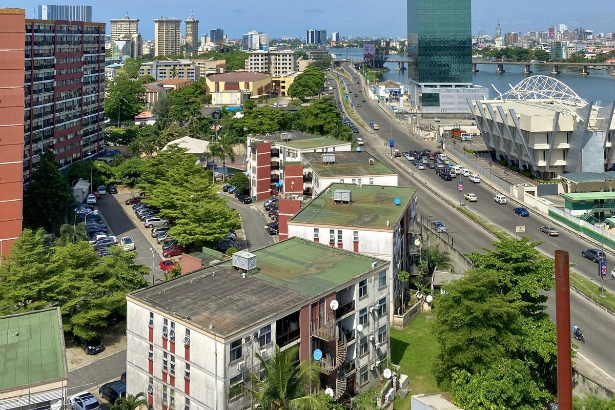 An aerial view of a Nigerian city