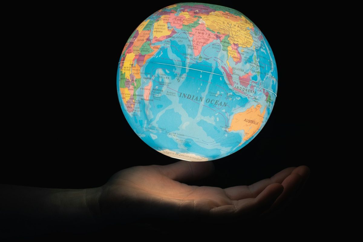 A desk globe