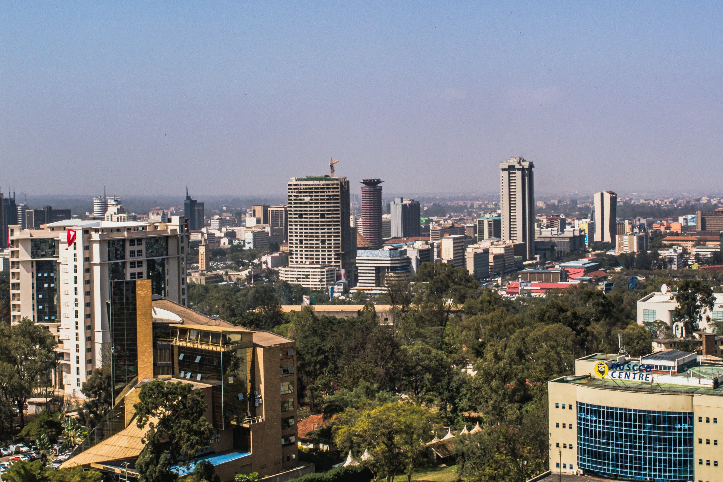 The skyline of Nairobi on a clear day