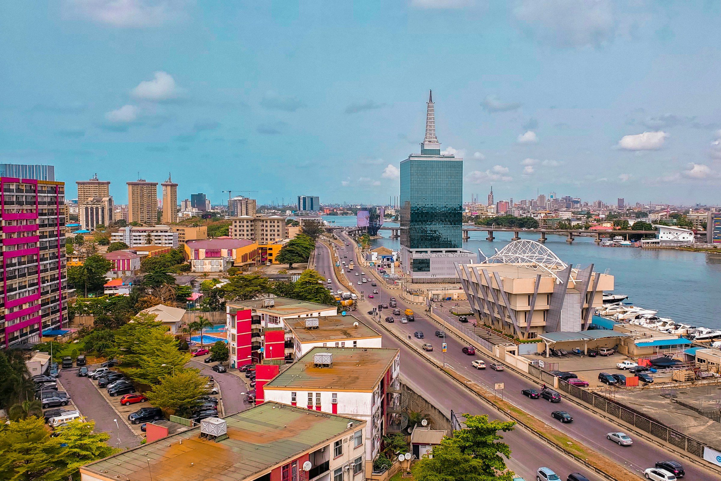 An aerial view of Victoria Island, Lagos